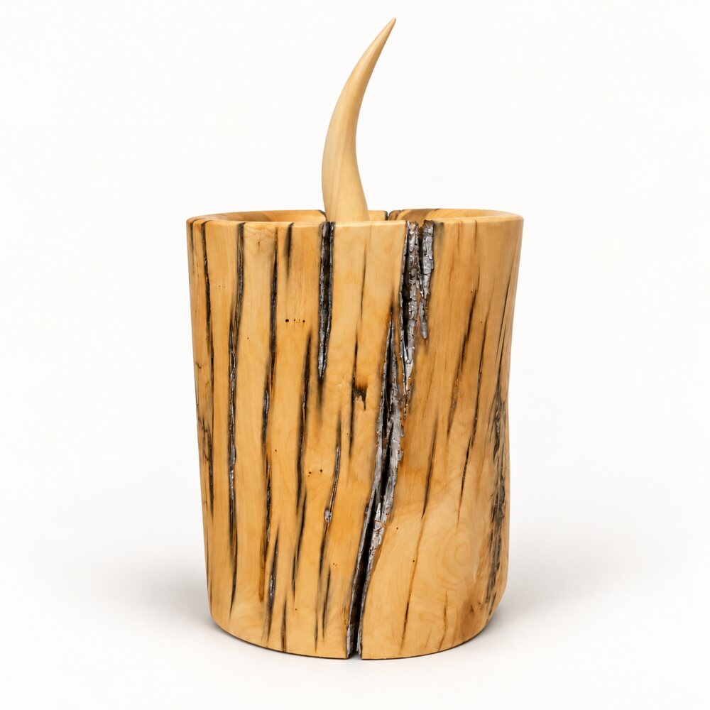 Huon Pine sculpture with a sweeping carved finial